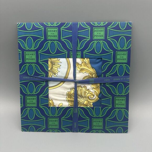 Vintage Henry A La Pensee Silk Scarf Laurent Perrier Tours Sur Marne 34x33 READ - Picture 9 of 11